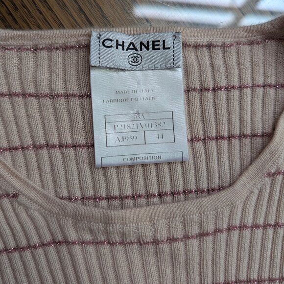Chanel Vintage Light Pink Glitter Cashmere Blend Sweater 03A 2003 FR44 S M 6 8 - Picture 7 of 16